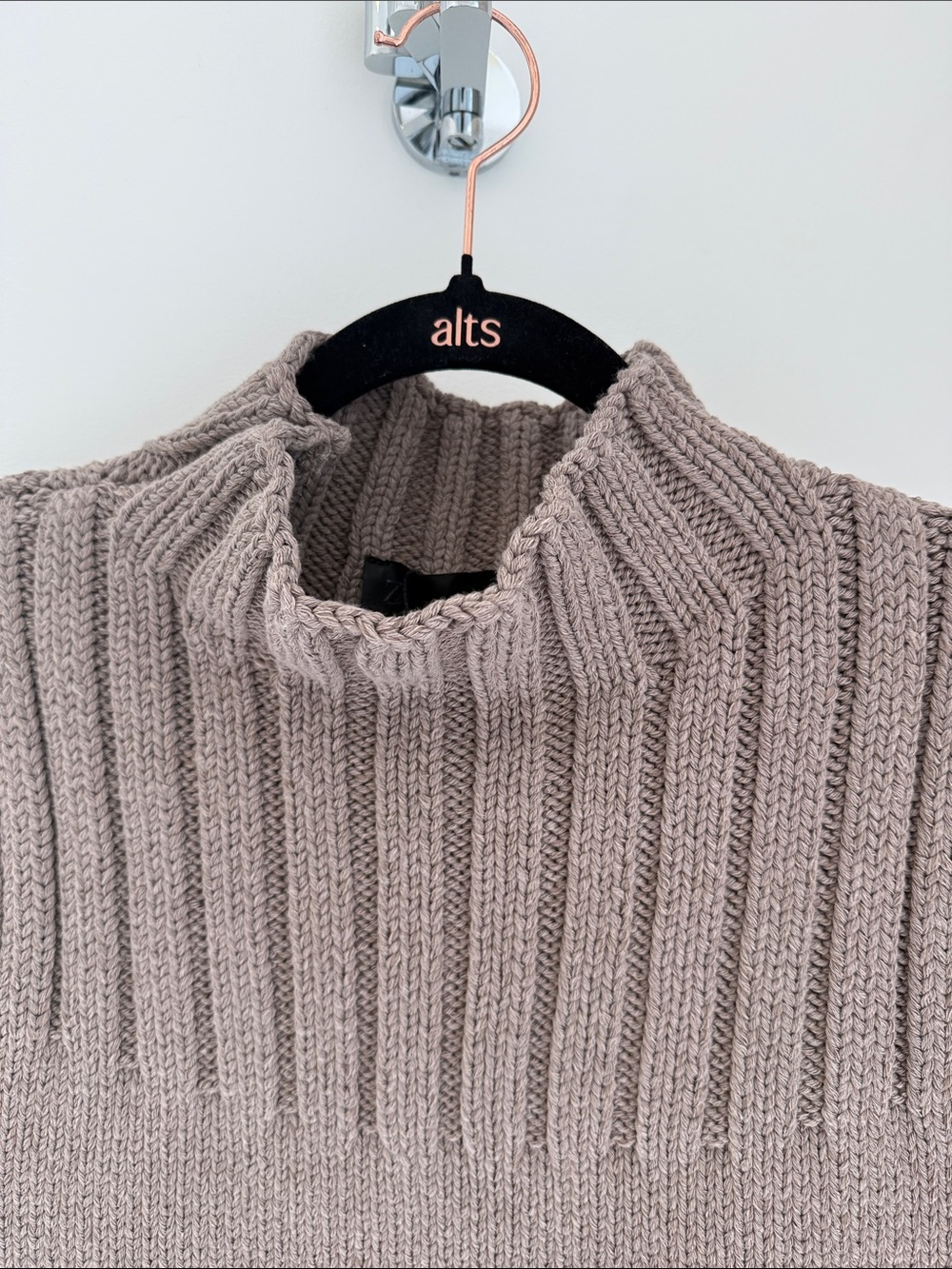 Zara Sleeveless Ribbed Mock Neck Sweater Vest - Taupe - Picture 7 of 11